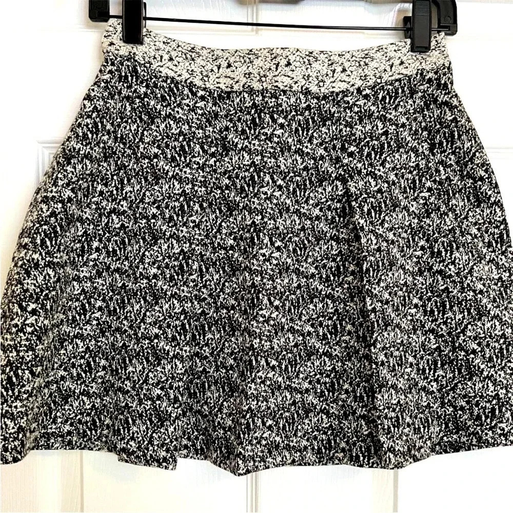 Banana Republic Women's Size 4 Black and White Tweed Pleated A-Line Skirt